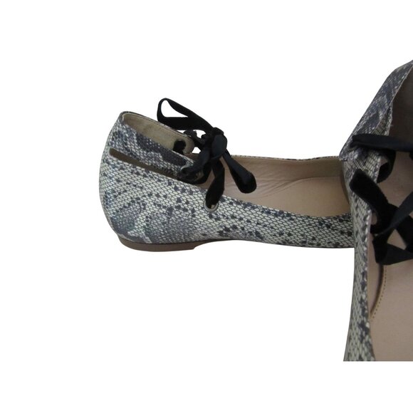 New, J. Crew Printed Snake Velvet Tie Grove Ballet Leather Shoes SZ 7 - Picture 3 of 5